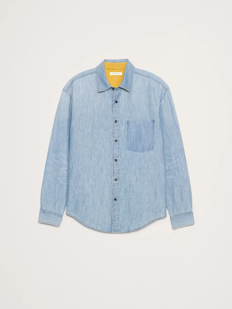 Relaxed-Fit Cotton-Hemp Chambray Shirt