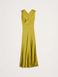 Stretch-Satin Cross-Back Maxi Dress