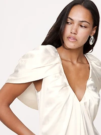 Stretch-Satin Cape Maxi Dress