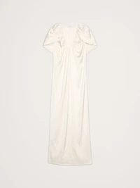 Stretch-Satin Cape Maxi Dress