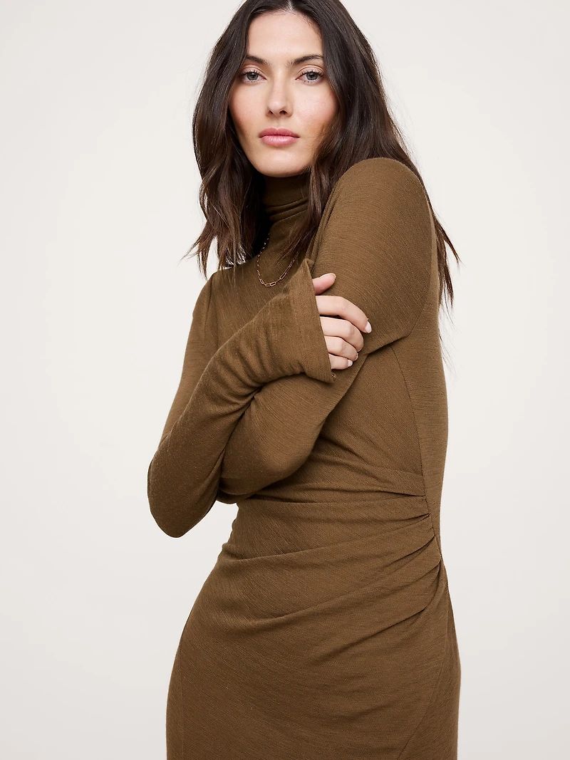 Wool-Blend Jersey Ruched Maxi Dress