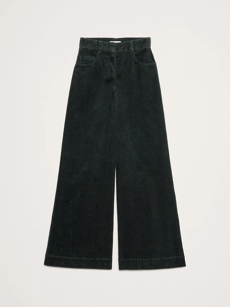High-Rise Wide-Leg Corduroy Pull-On Pant