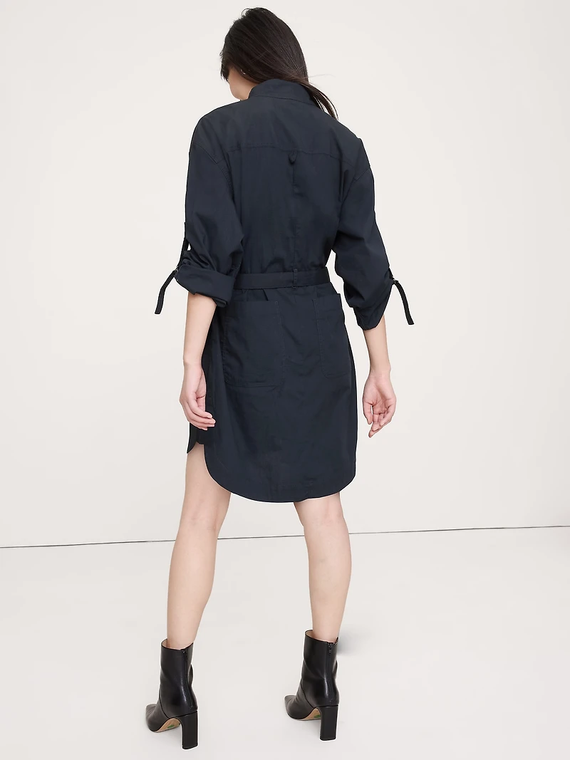 Stretch-Cotton Utility Mini Dress