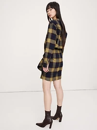 Flannel Tie-Front Shirt Dress