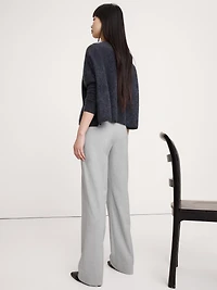 High-Rise Modern Straight Italian Lightweight Wool Pant