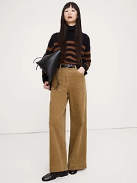 High-Rise Wide-Leg Corduroy Pull-On Pant
