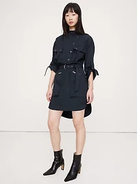 Stretch-Cotton Utility Mini Dress