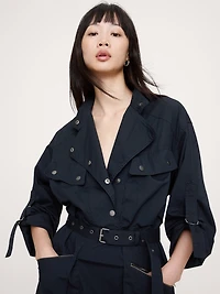 Stretch-Cotton Utility Mini Dress