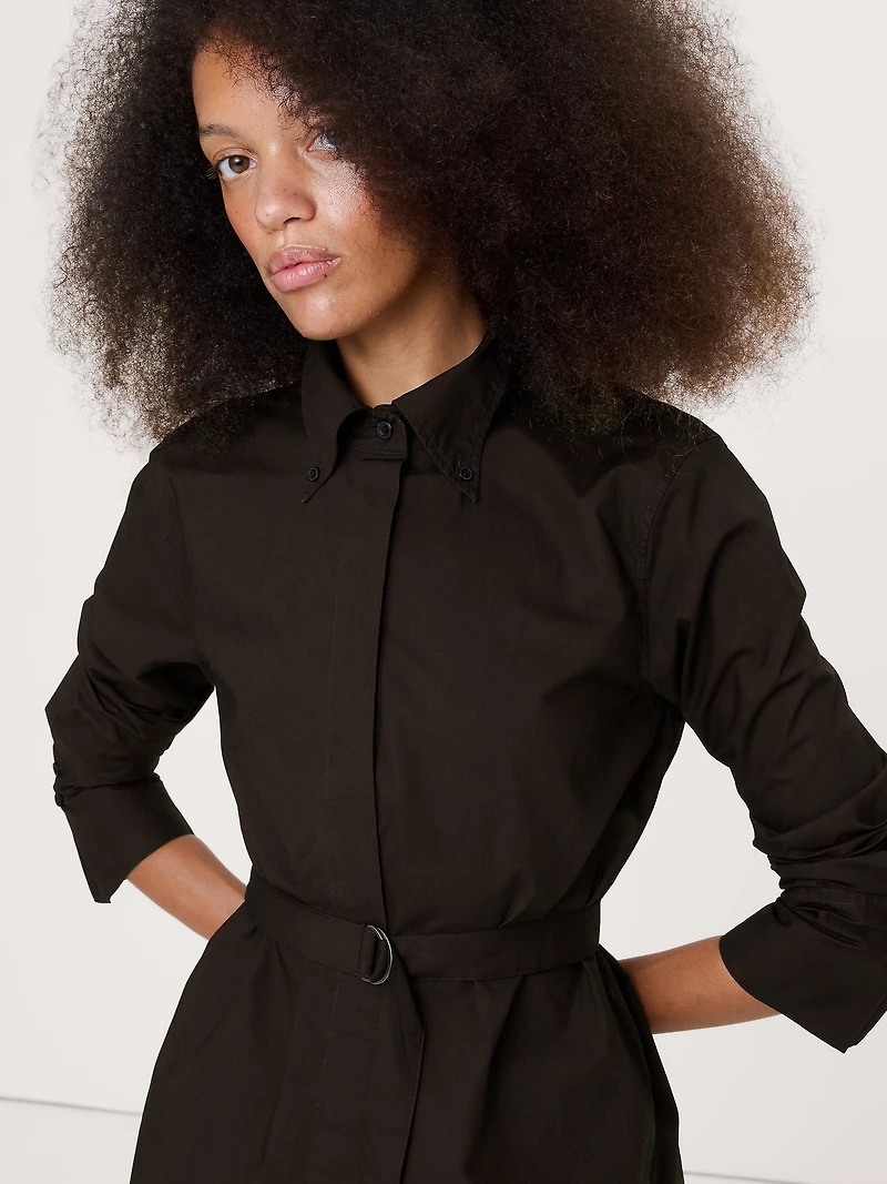 Cotton Poplin Belted Tunic Shirt
