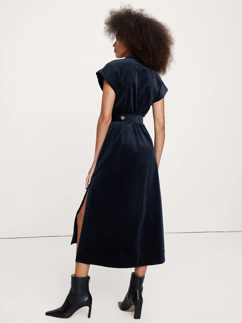 Corduroy Midi Shirt Dress