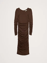 Stretch-Crepe Ruched Midi Dress
