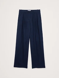Soho Mid-Rise Pleated Wide-Leg Drapey Twill Pant