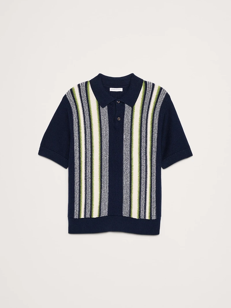 Bouclé Stripe Sweater Polo