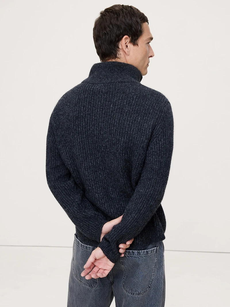 Alpaca-Wool Blend Half-Zip Sweater