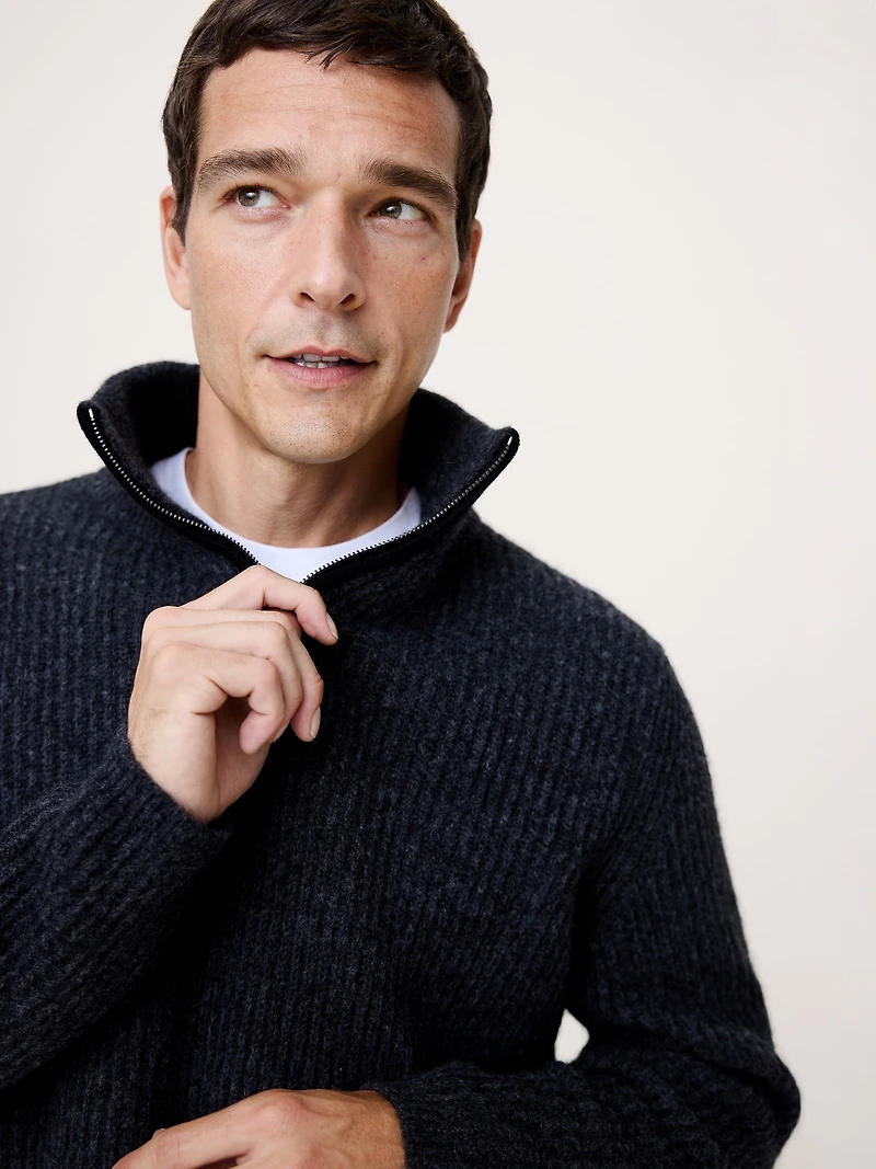 Alpaca-Wool Blend Half-Zip Sweater