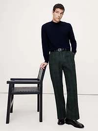 Straight Italian Wool Tweed Suit Pant