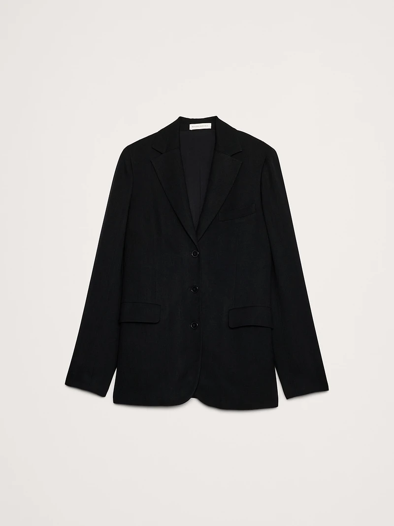 Boyfriend Drapey Twill Belted Blazer