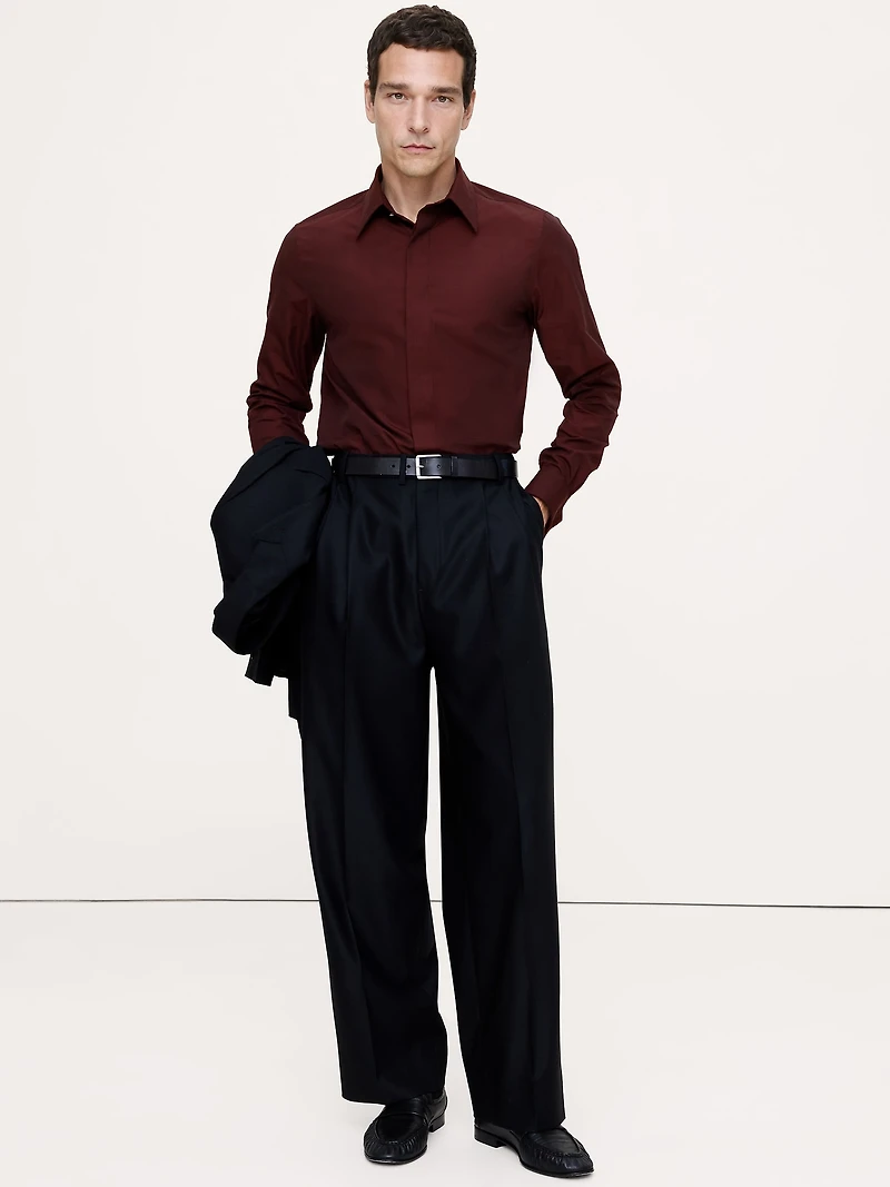 Slim-Fit Cotton Poplin Tuxedo Shirt