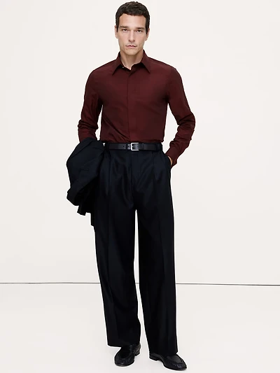 Slim-Fit Cotton Poplin Tuxedo Shirt