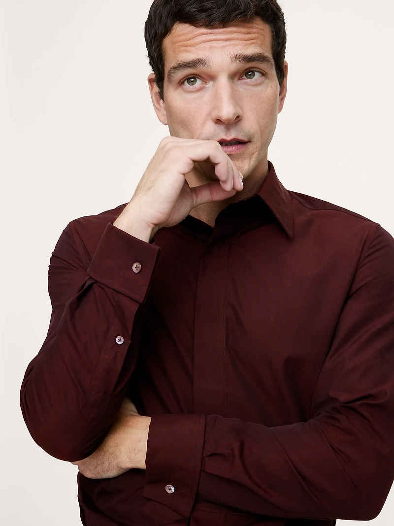 Slim-Fit Cotton Poplin Tuxedo Shirt