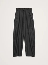High-Rise Pleated Barrel Flannel Pull-On Pant