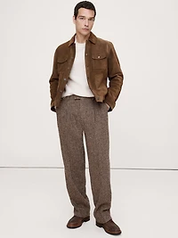 Relaxed Pleated Italian Herringbone Pant
