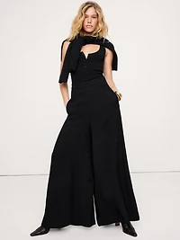 High-Rise Wide-Leg Crepe Palazzo Pant