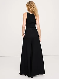 High-Rise Wide-Leg Crepe Palazzo Pant