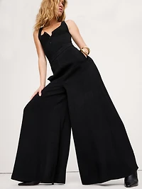 High-Rise Wide-Leg Crepe Palazzo Pant