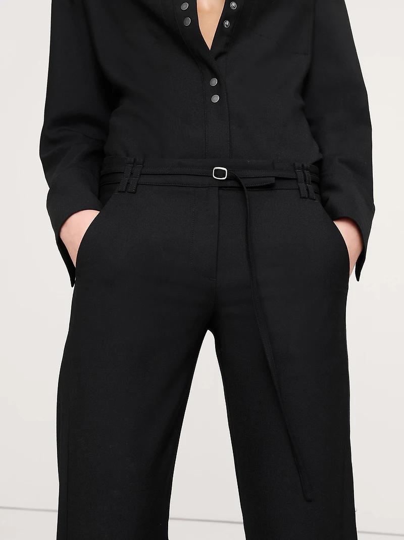 Mid-Rise Bootcut Wool-Blend Flannel Pant