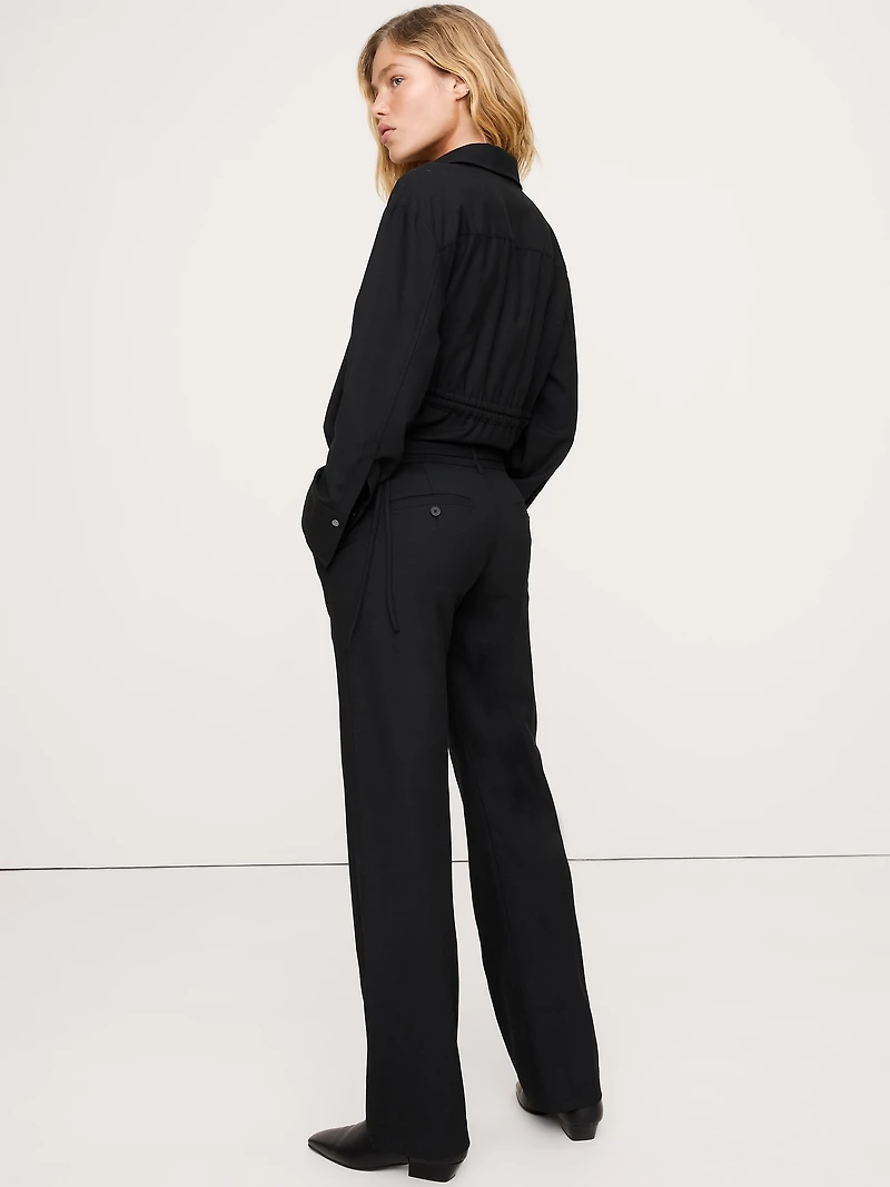 Mid-Rise Bootcut Wool-Blend Flannel Pant