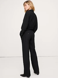 Mid-Rise Bootcut Wool-Blend Flannel Pant
