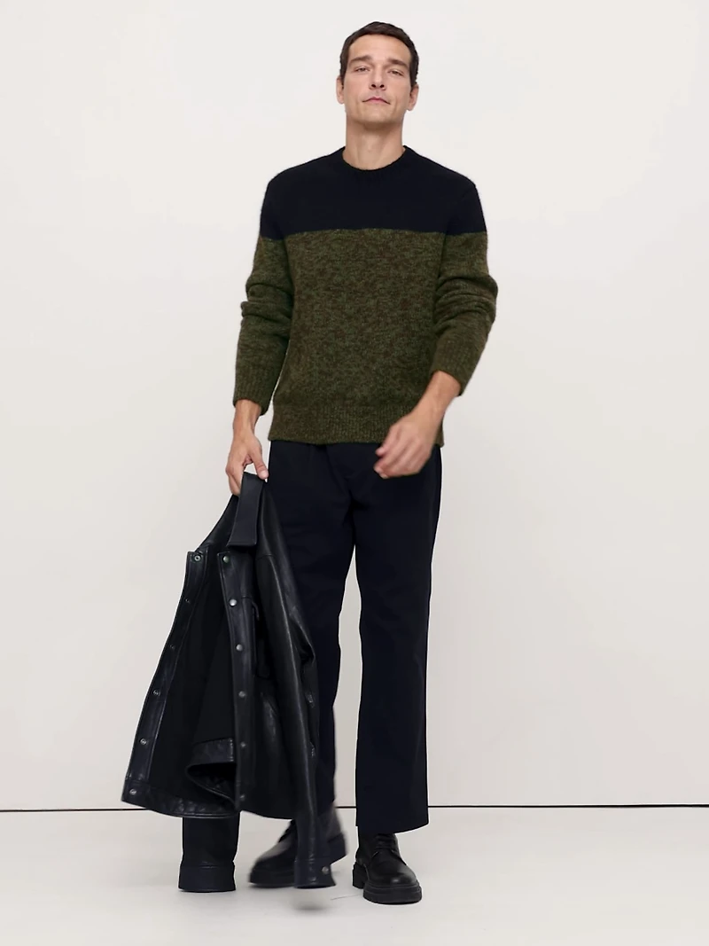 Alpaca-Wool Blend Color-Blocked Sweater