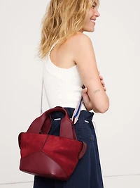 Leather & Suede Mini Zip Tote