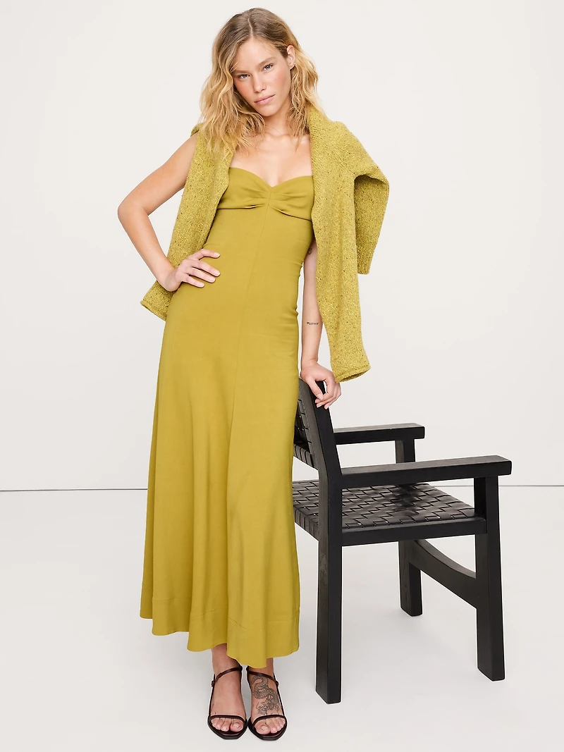 Stretch-Sateen Sweetheart Maxi Dress