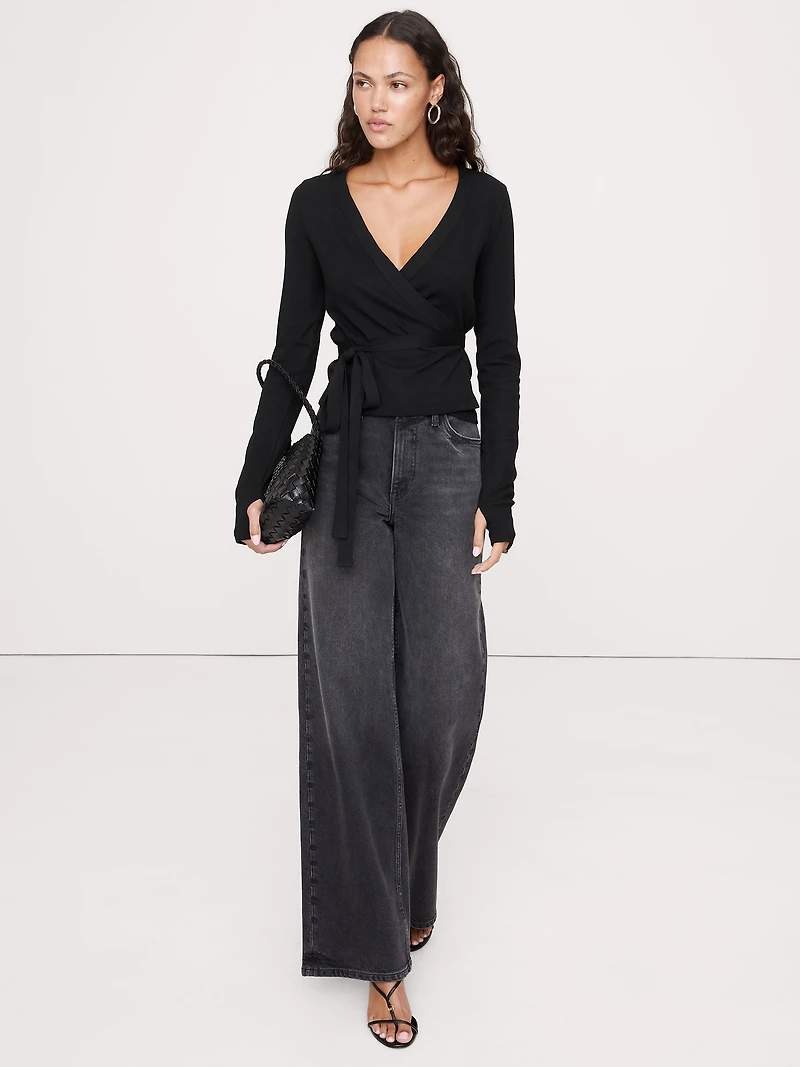 Ribbed Wrap Top
