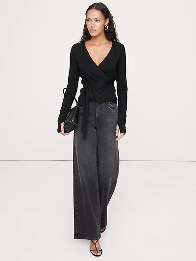 Ribbed Wrap Top