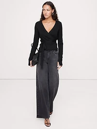 Ribbed Wrap Top