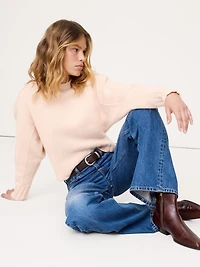 Merino-Cashmere Ribbed-Panel Sweater