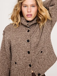 Marled Cashmere-Merino Blend Epaulet Cardigan