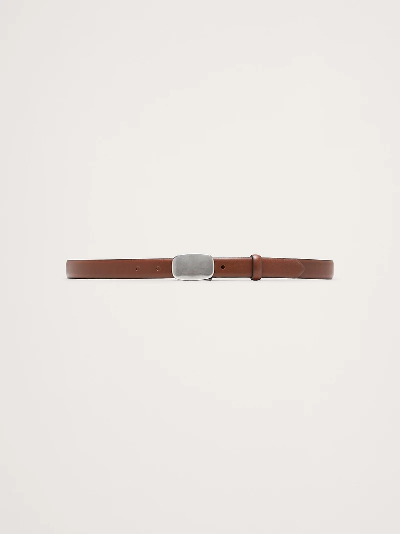 Leather Plaque-Buckle Belt