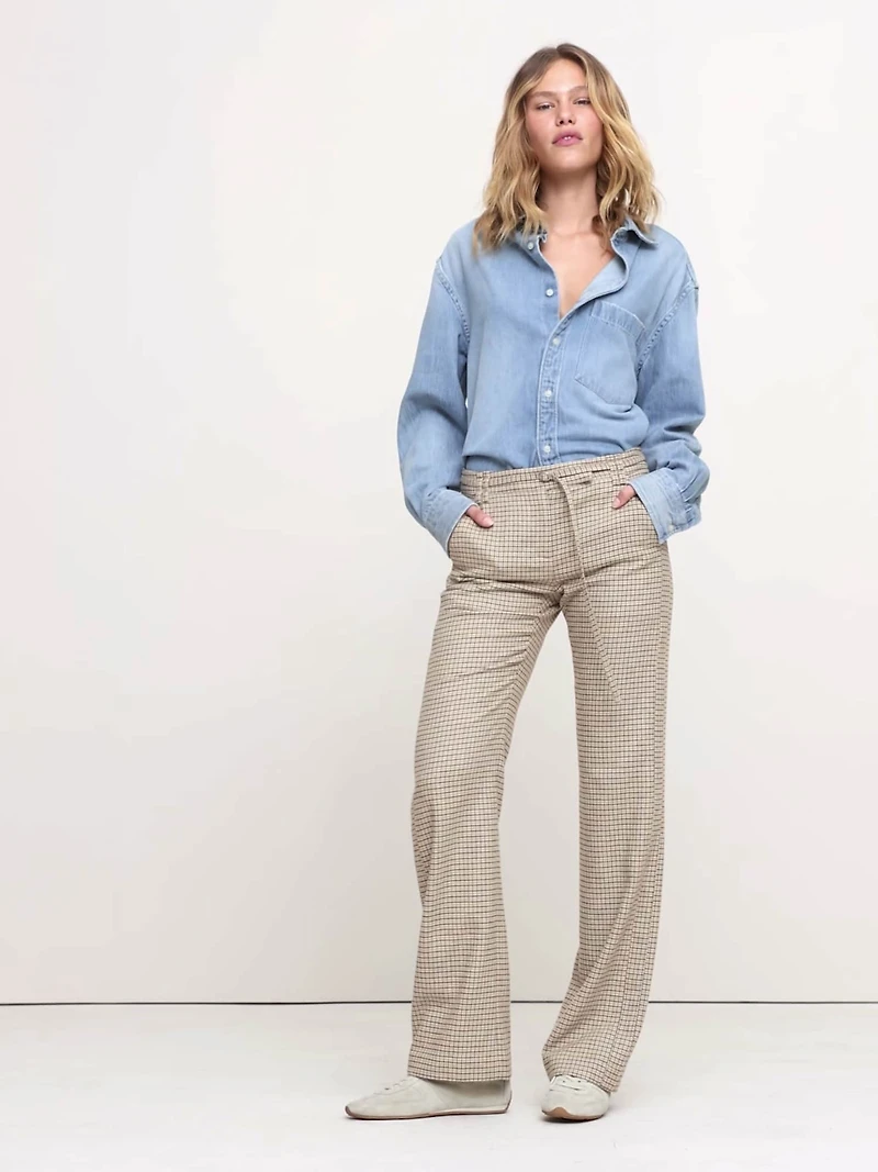 Mid-Rise Bootcut Italian Flannel Belted Pant