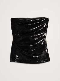 Sequin Ruched Strapless Top