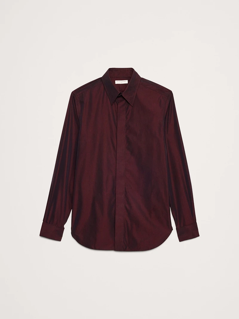 Slim-Fit Cotton Poplin Tuxedo Shirt