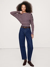 Cotton Button-Shoulder Sweater