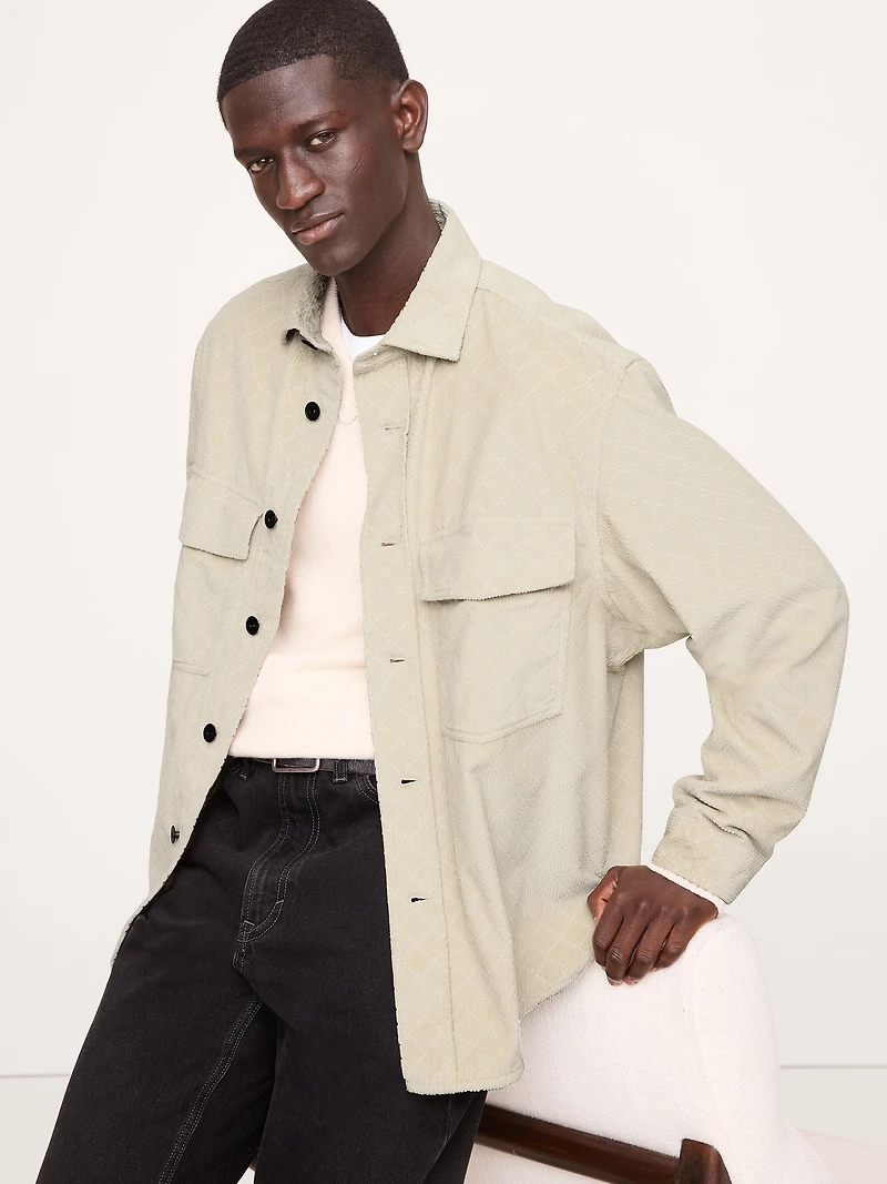 Loose-Fit Diamond Corduroy Overshirt