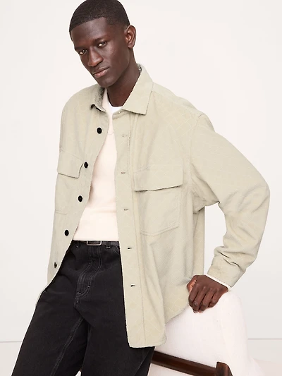Loose-Fit Diamond Corduroy Overshirt