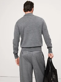 Merino Johnny-Collar Sweater Polo