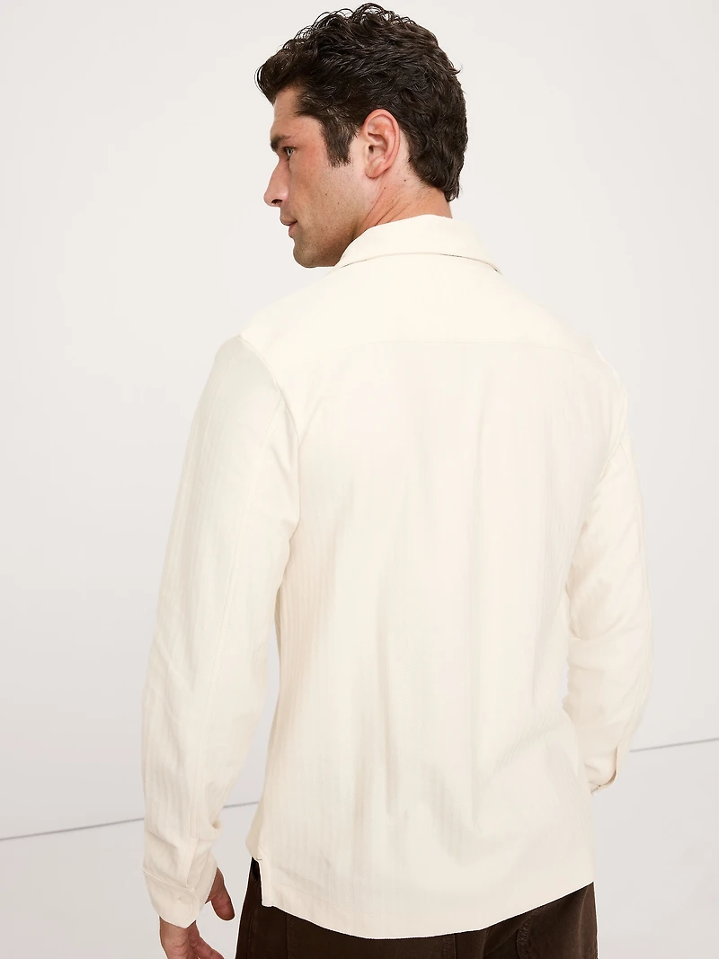 Herringbone Cotton Long-Sleeve Resort Shirt