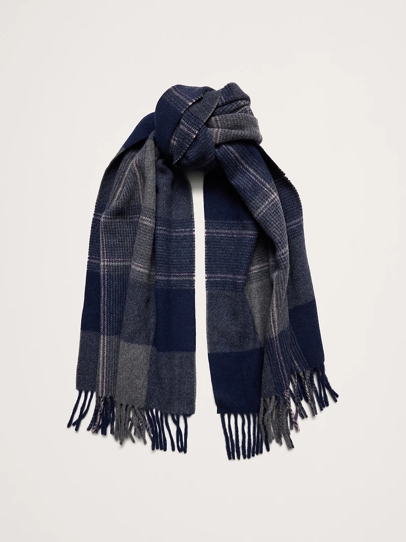 Plaid Wool-Blend Scarf